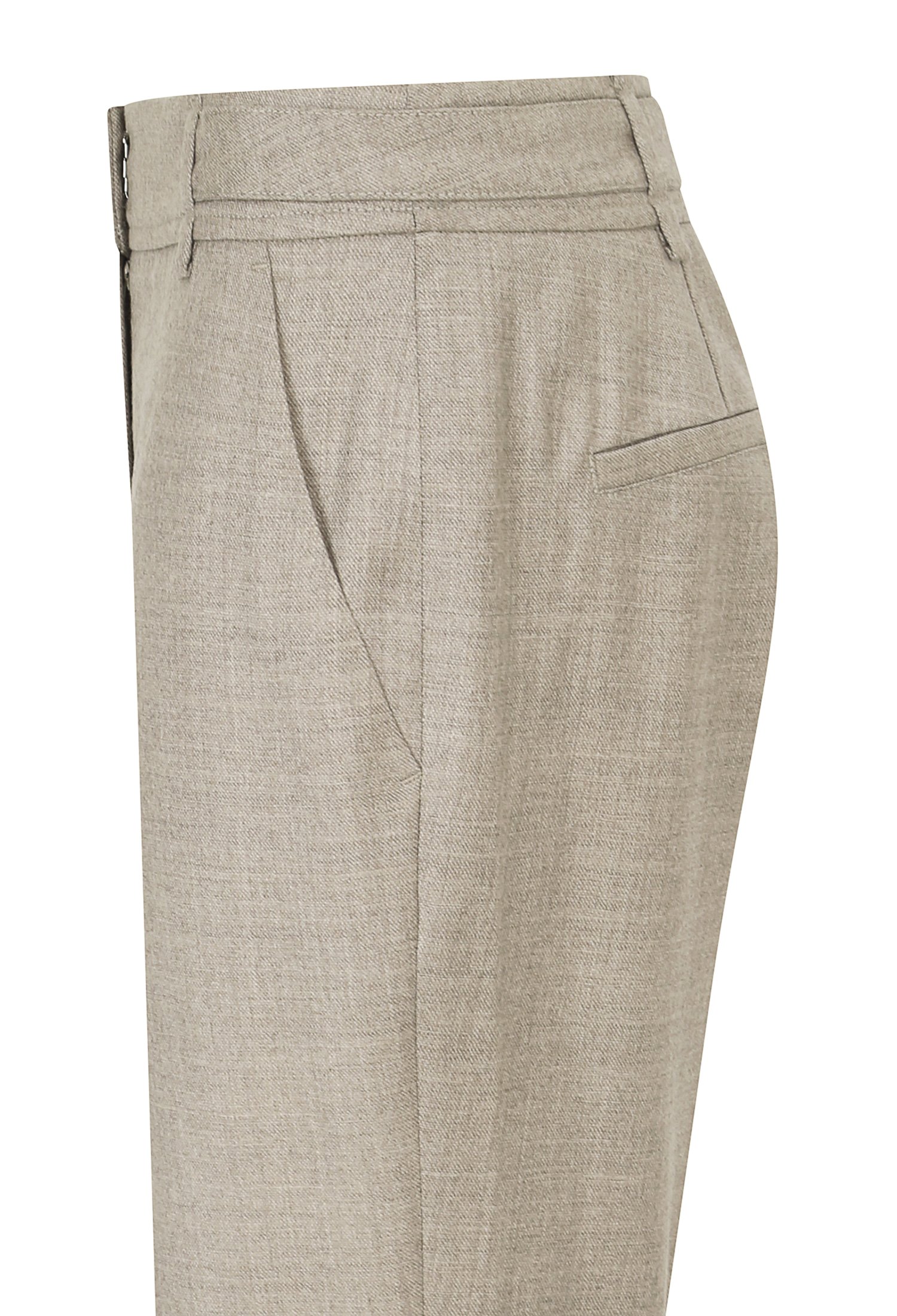 허리 장식 울 슬림핏 팬츠 (BEIGE)