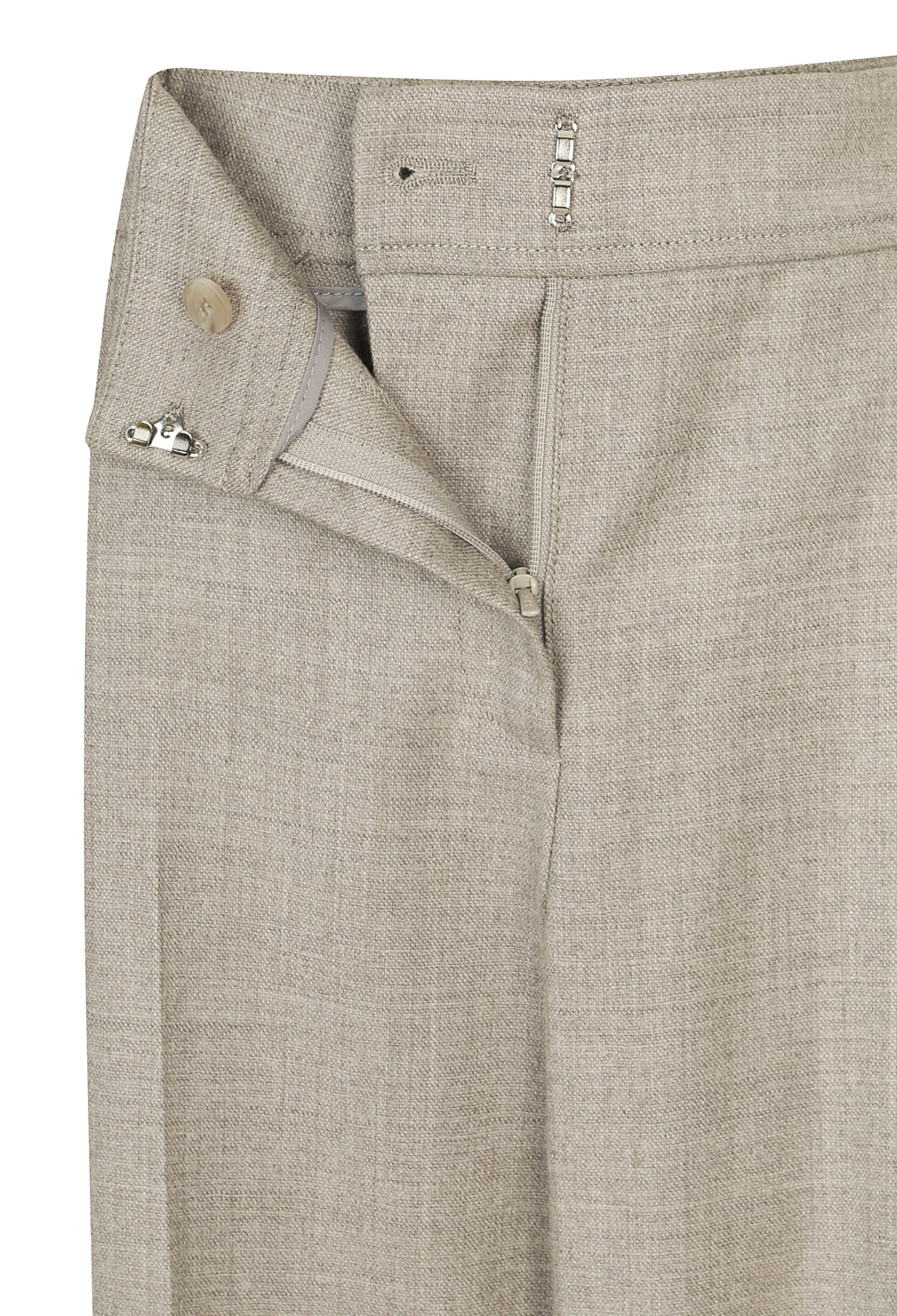 허리 장식 울 슬림핏 팬츠 (BEIGE)