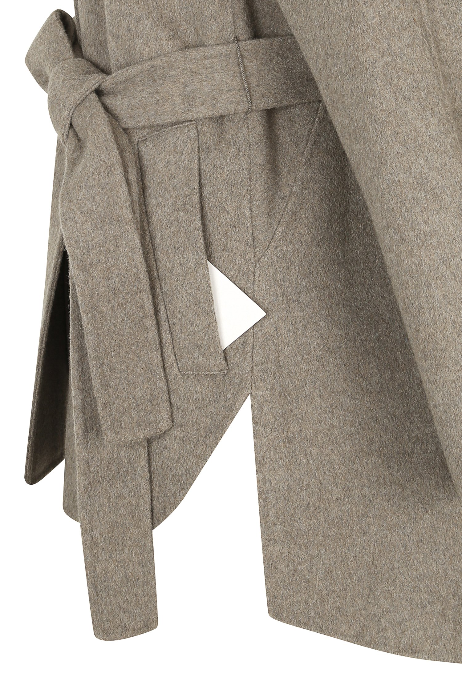 레더 벨트 하이넥 하프 코트 (GREY)