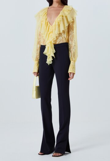 러플장식 레이스 블라우스 