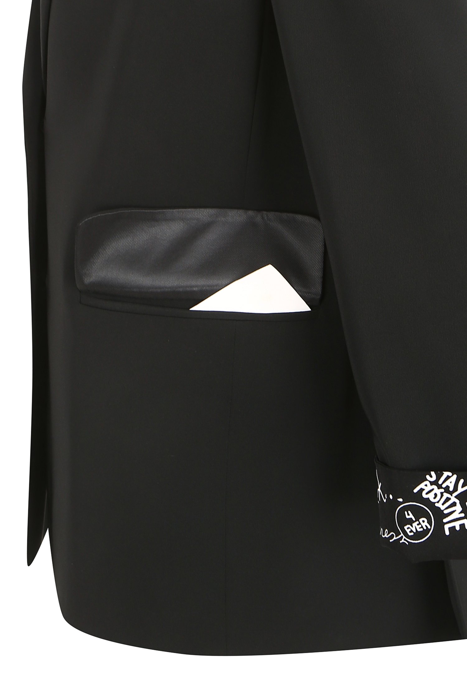 레터링 배색 롤업 재킷 (BLACK)