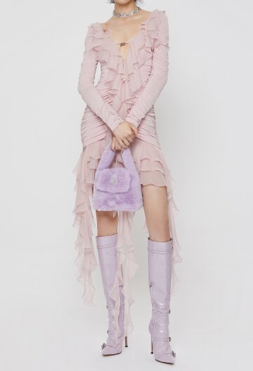 프릴 디테일 스모킹 드레스 