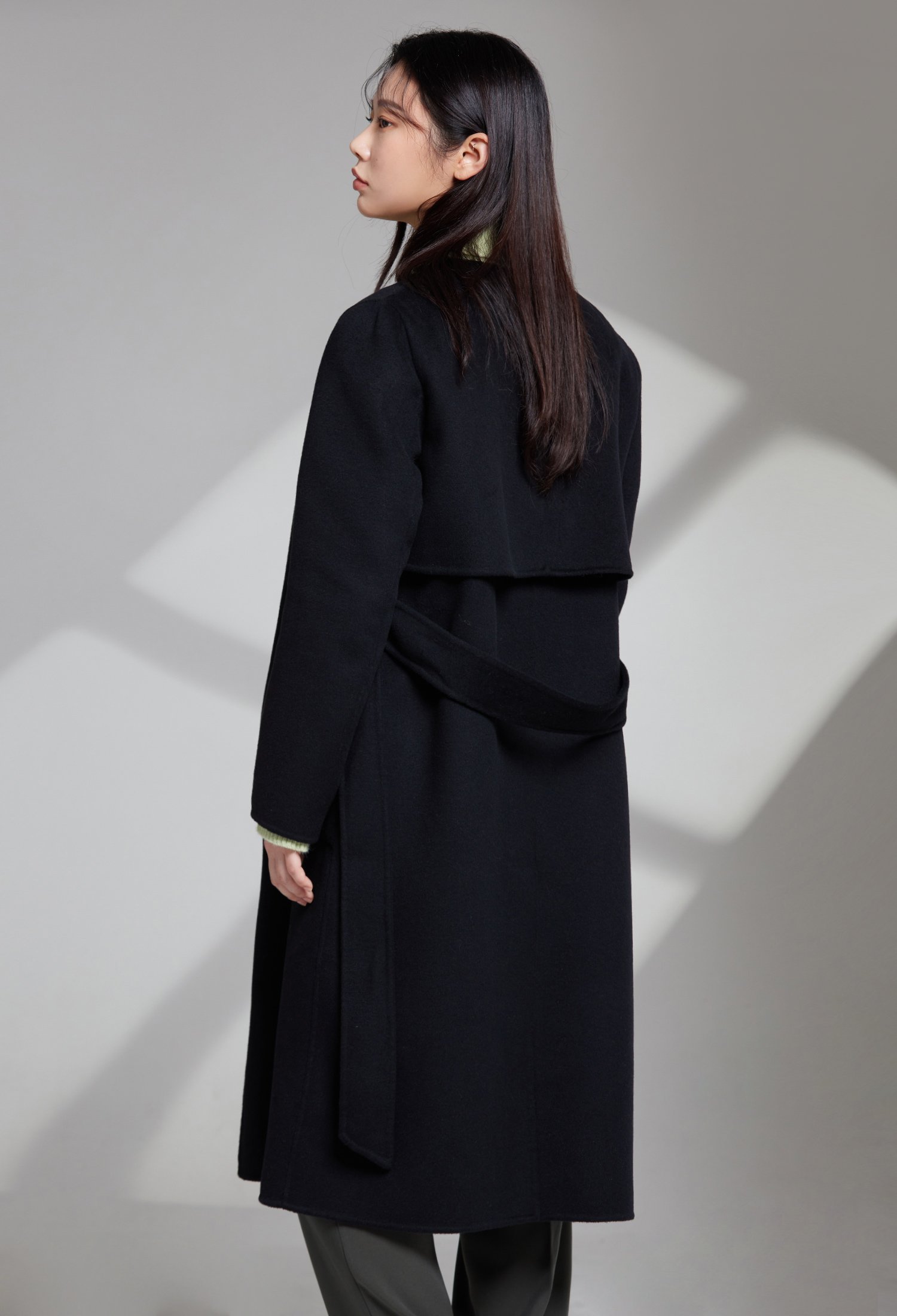 울 블렌드 백 플랩 코트 (BLACK)