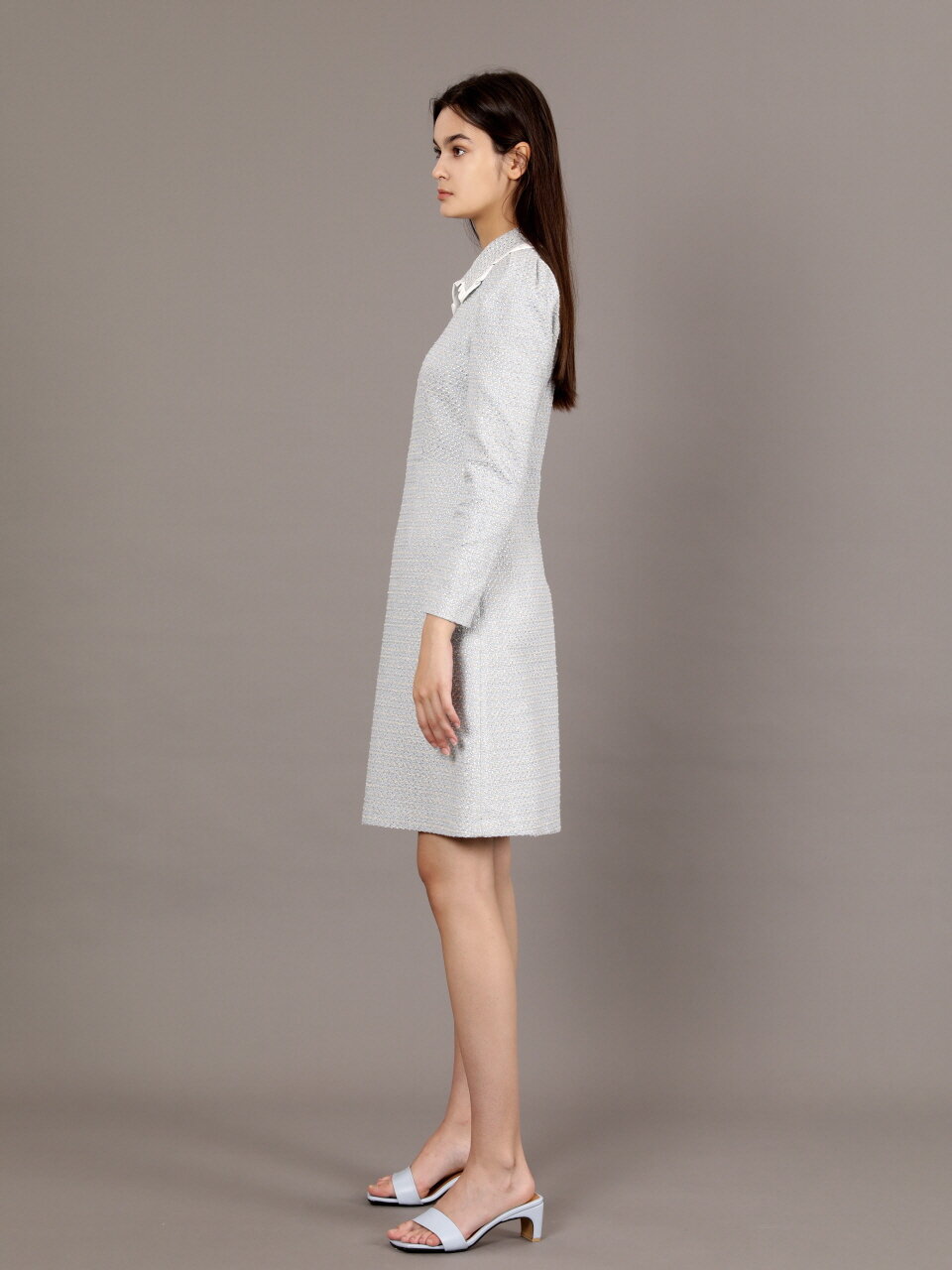 Tweed Jewel Button Dress_SKY BLUE 코엣 트위드 쥬얼버튼 원피스_스카이블루