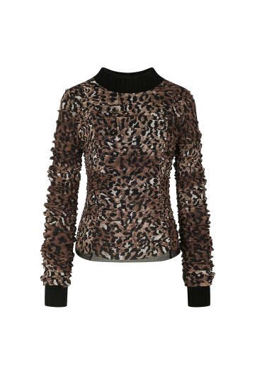 셔링 레오파드 블라우스 