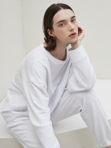 classic loose sweatshirts_WHITE