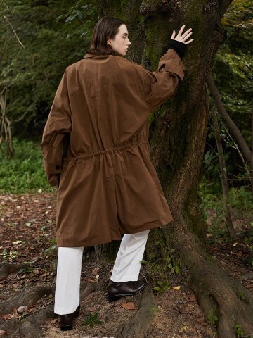 overfit string long jacket_BROWN