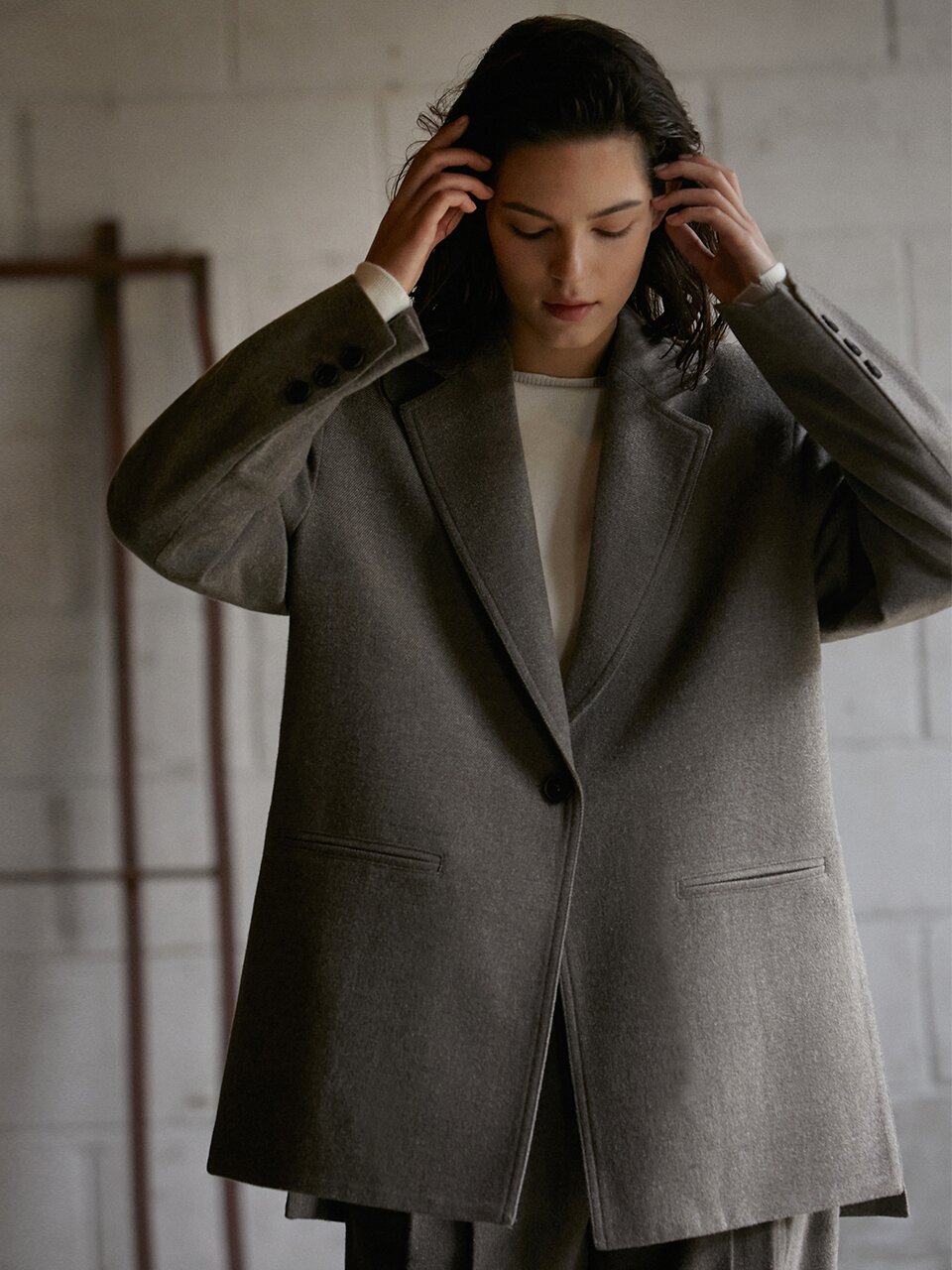 side slit wool jacket_BROWN