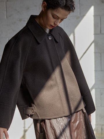 handmade ballonn half coat_BROWN