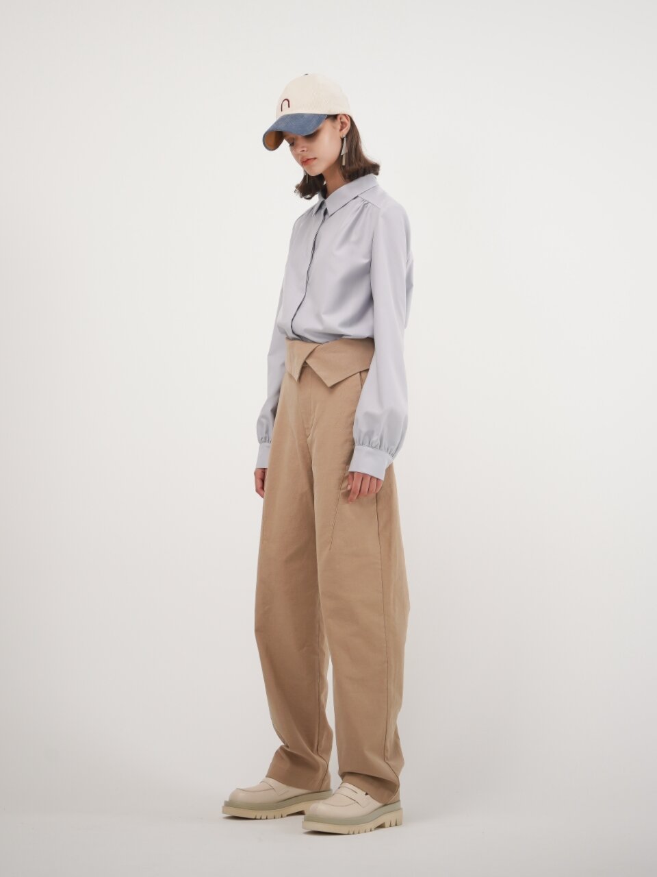 Lapel Detail Loose Pants_Black