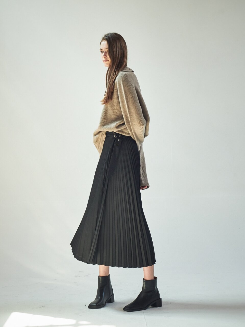 Gaia Pleated Wrap Skirt_(3 Color)