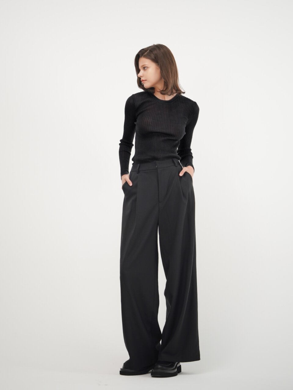Slim Ribbed Wool Knit_D.Grey