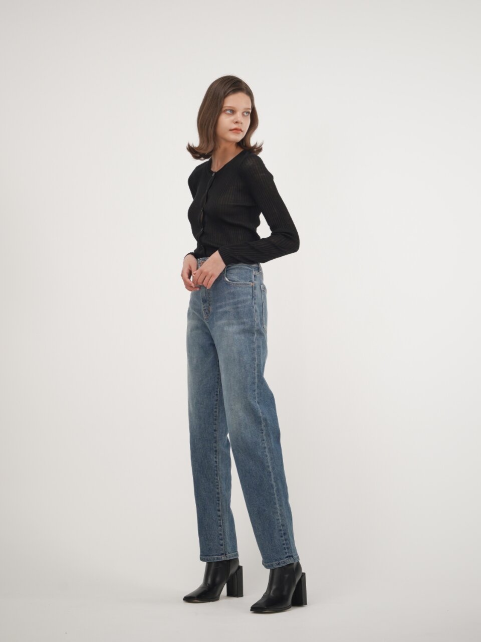 Slim Ribbed Wool Cardigan_Black