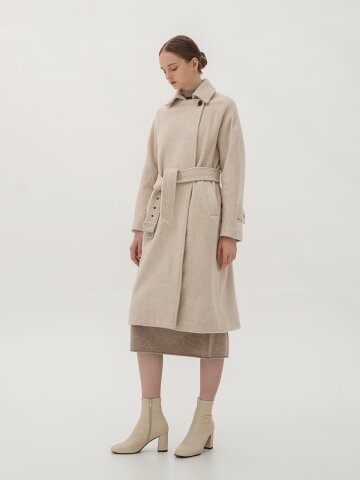 Wool Belted Long Coat_Oatmeal