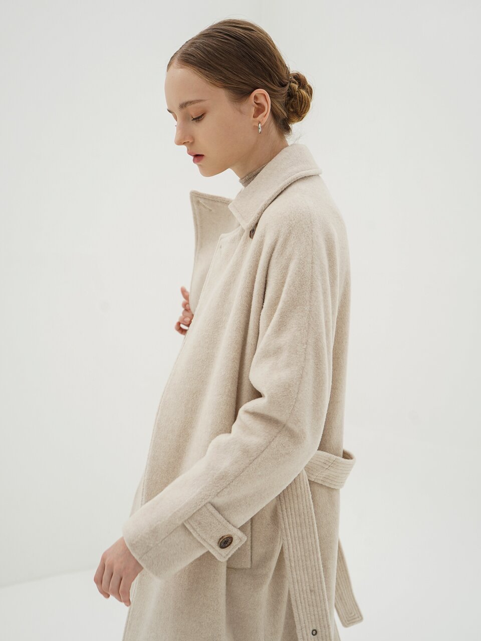Wool Belted Long Coat_Oatmeal