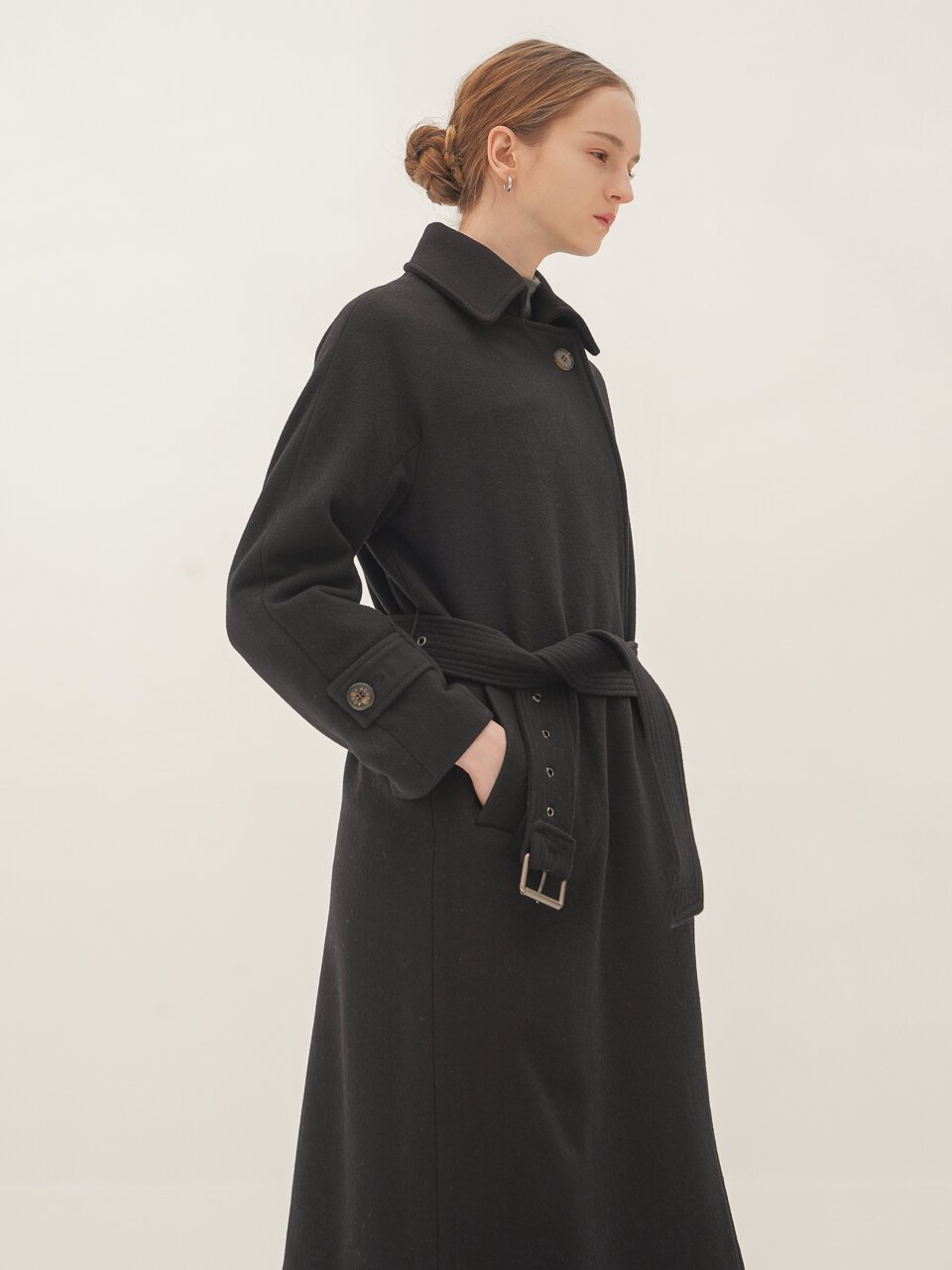 Wool Belted Long Coat_Oatmeal