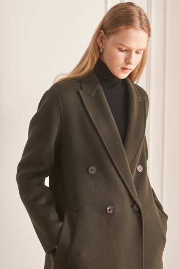 [칼레이트] 라쿤 울 핸드메이드 코트 ( 카키 ) 