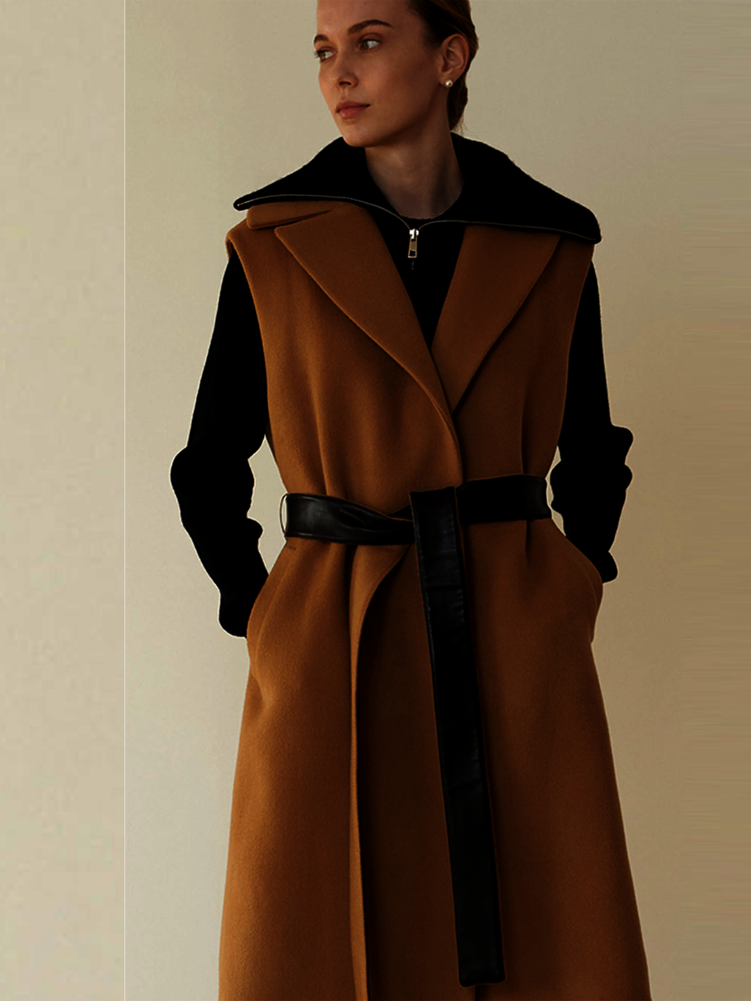 [송윤아 착용]CAHSMERE CAMEL COAT VEST