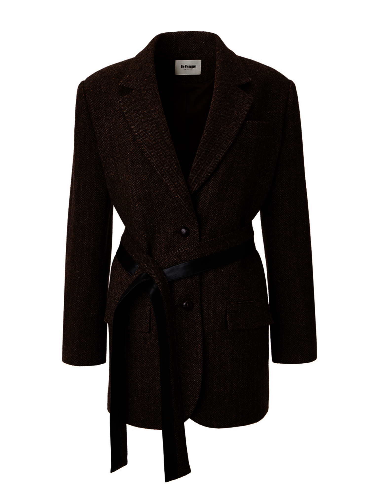 WOOL HERRINGBONE HALF COAT
