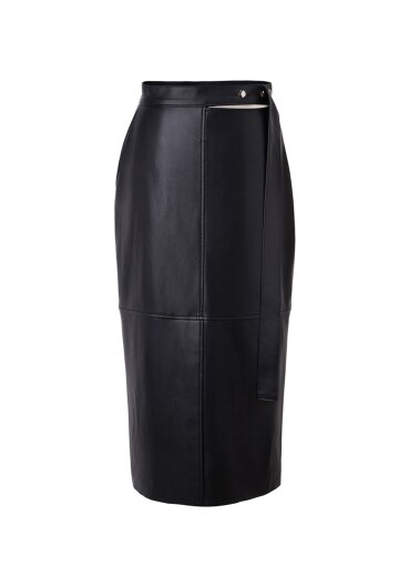 LEATHER BELT MIDI SKIRT