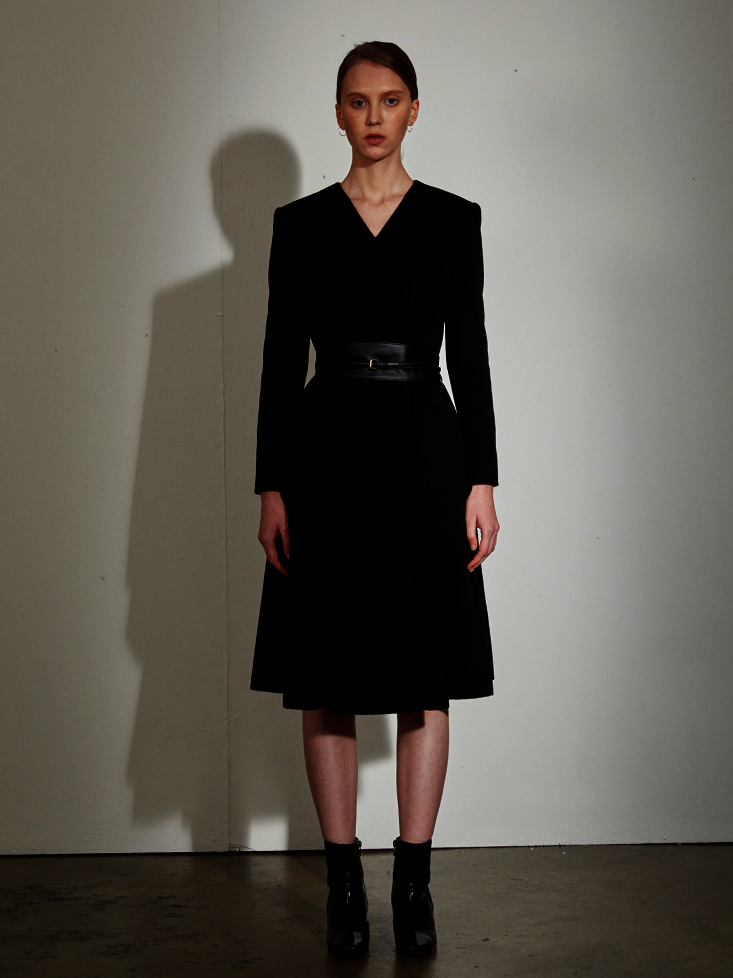 [류현경착용]CASHMERE NON COLLAR COAT BLACK