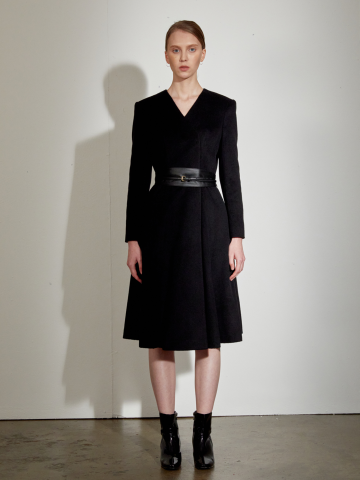 CASHMERE NON COLLAR COAT BLACK