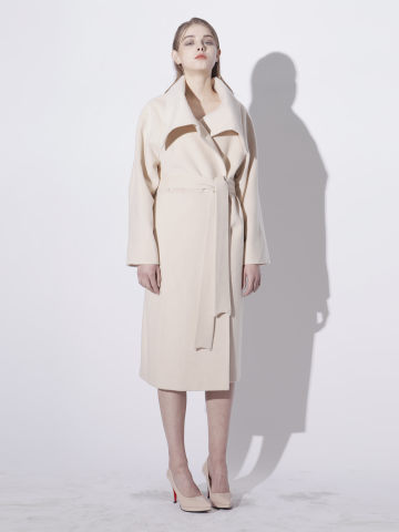 [심이영 착용]Overcollar Long Coat (Cream Ivory)