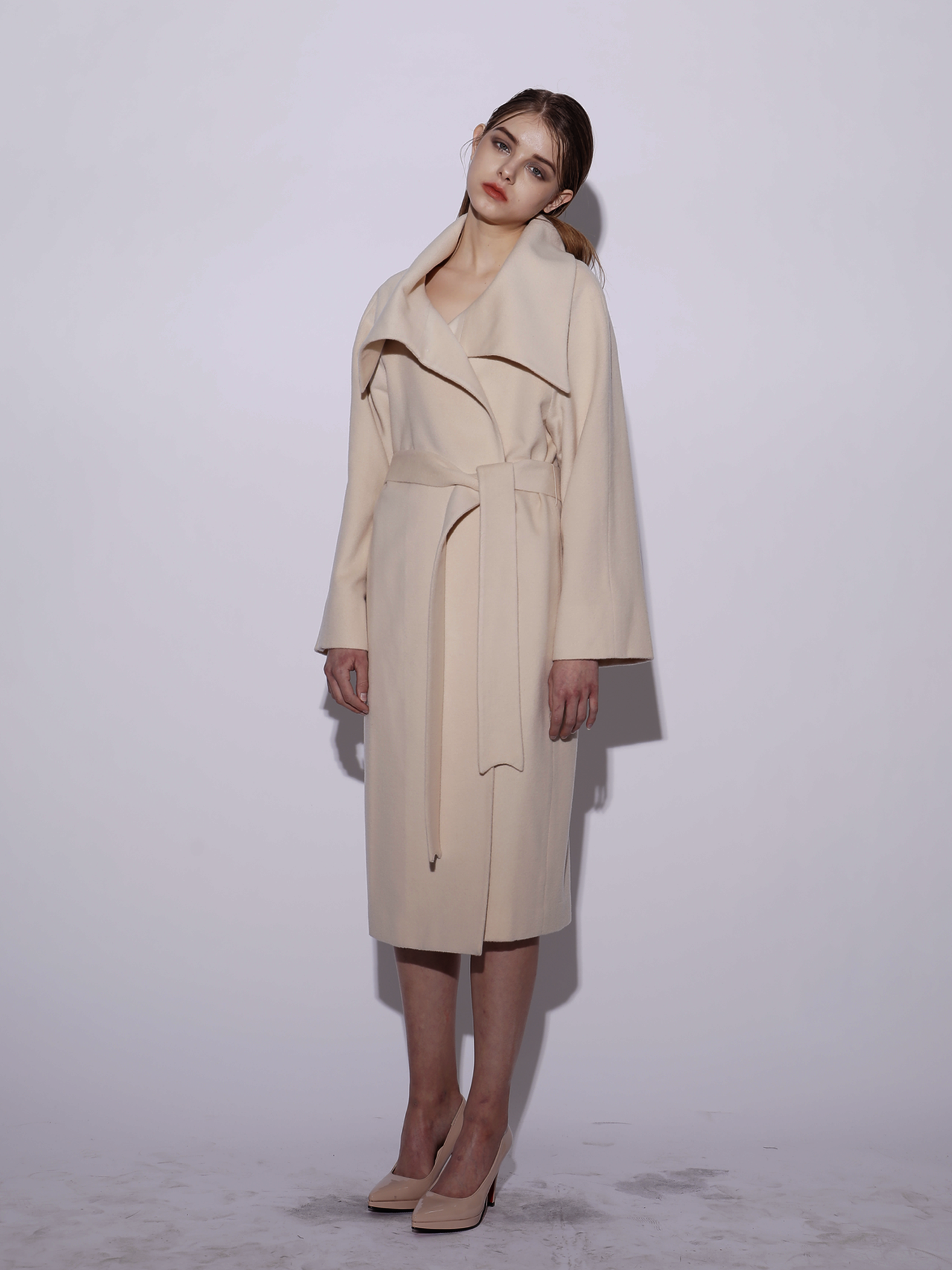 [심이영착용]Overcollar Long Coat (Cream Ivory)