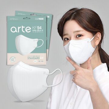 [ARTE] 아르떼 KF94 화이트 100매_새부리형 10매입x10개