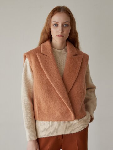 Two Button Hidden Vest - Coral