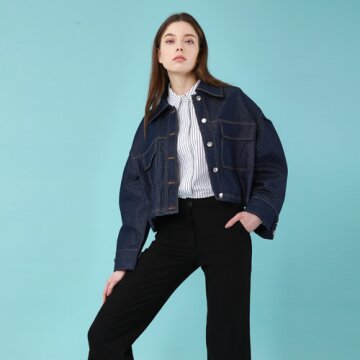 [분더가이스트] 퍼프슬리브 크롭 데님점퍼