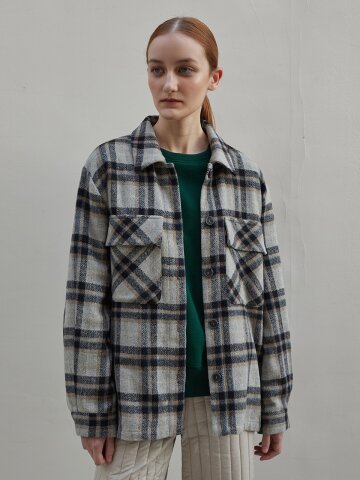 Loose fit pocket checkered shirt - check
