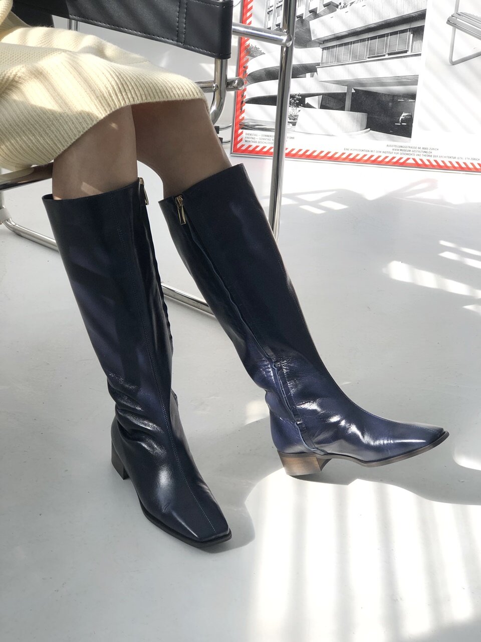 	daily chic long boots navy