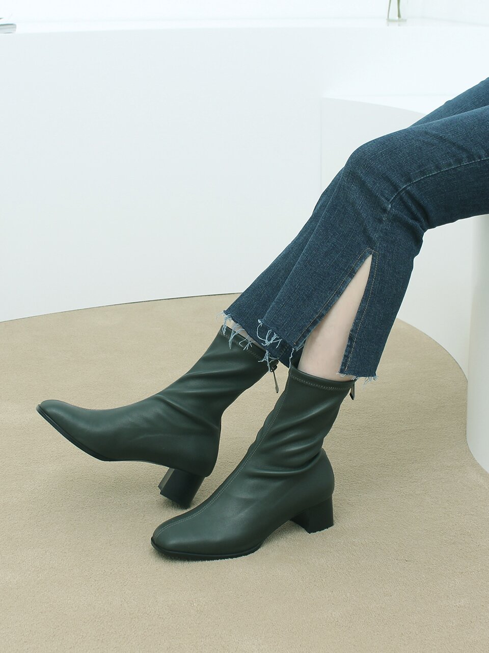 Midi Size Socks Boots_Green