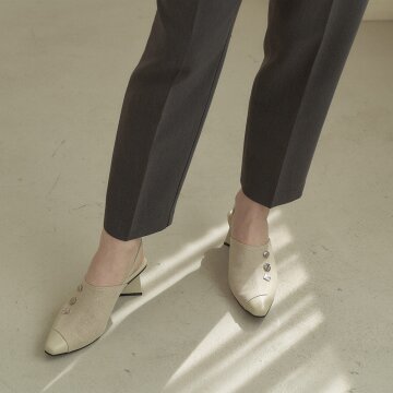 Coin Button Slingback_Ivory