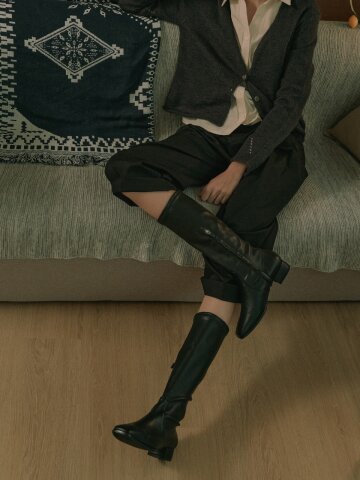 Flat Socks LongBoots_Black
