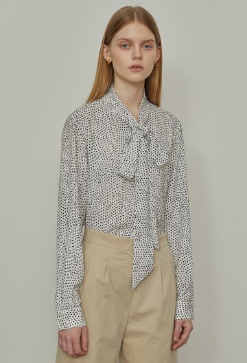 DOT RIBBON OVERFIT BLOUSE