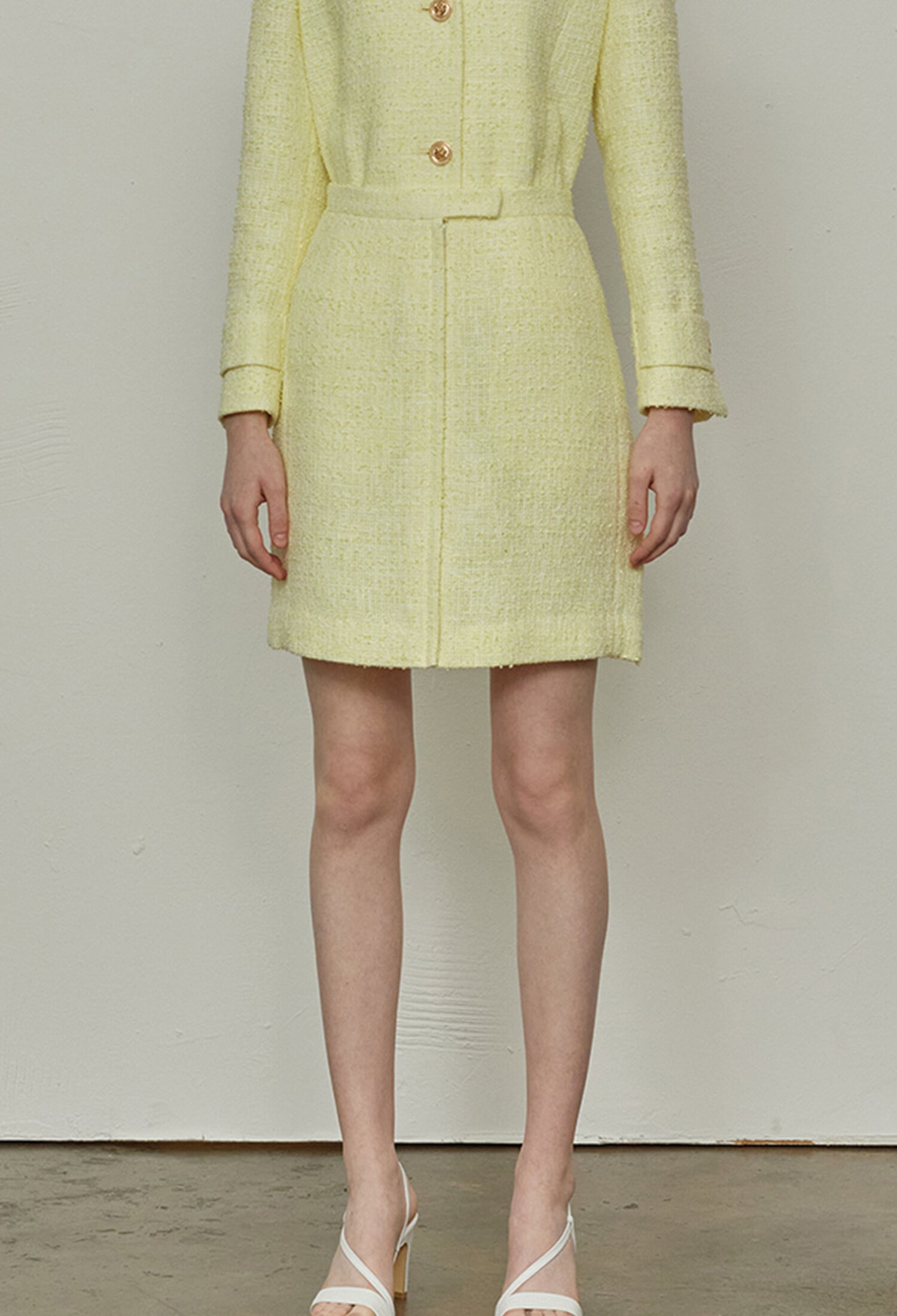 LEMON YELLOW TWEED MINI SKIRT