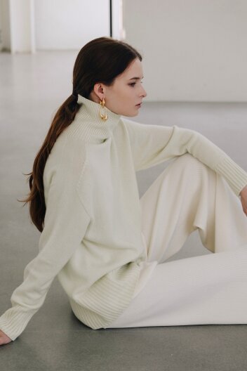 캐시미어 100% 터틀넥 니트 풀오버- LEMON YELLOW