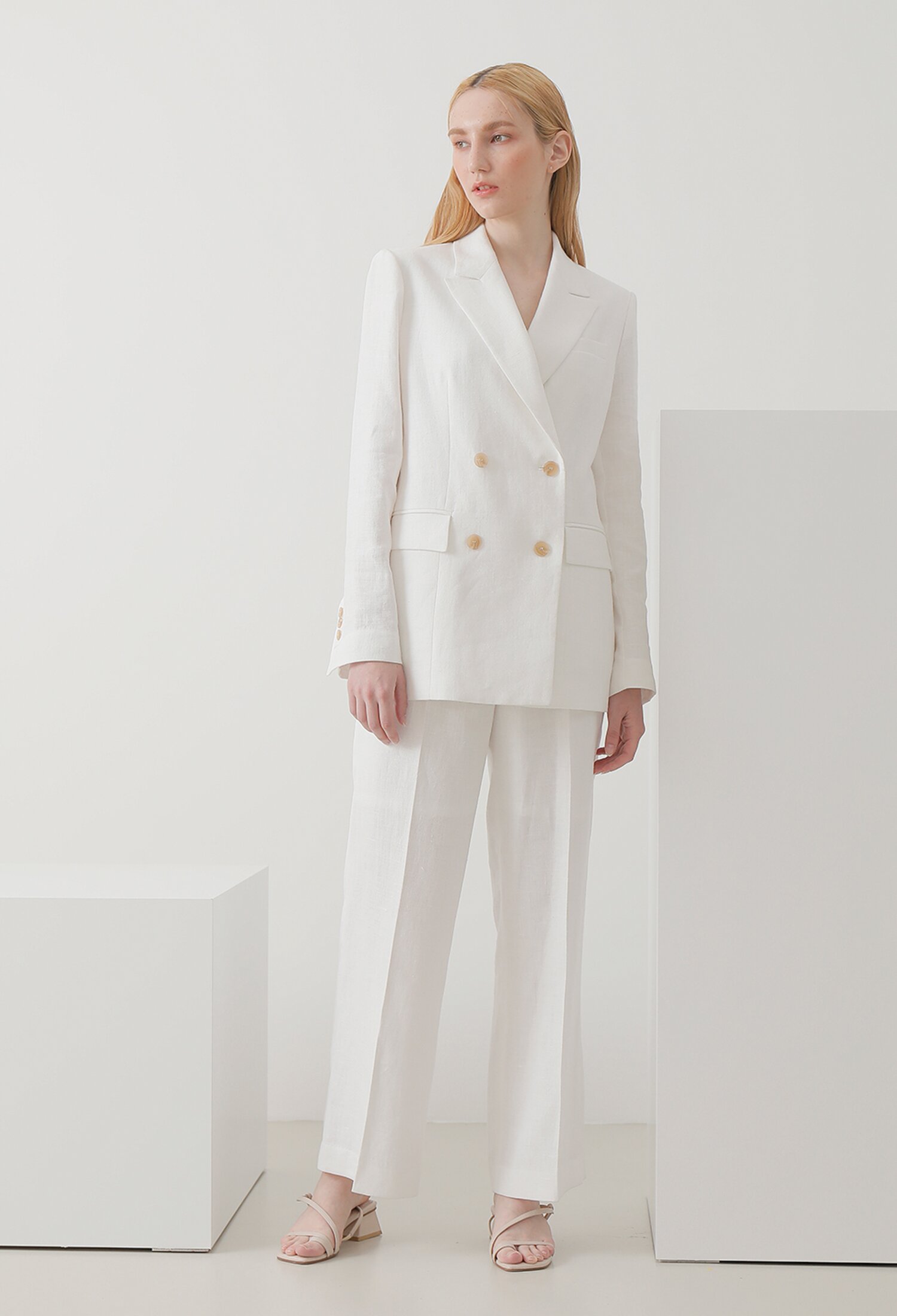 White Linen Double Suit