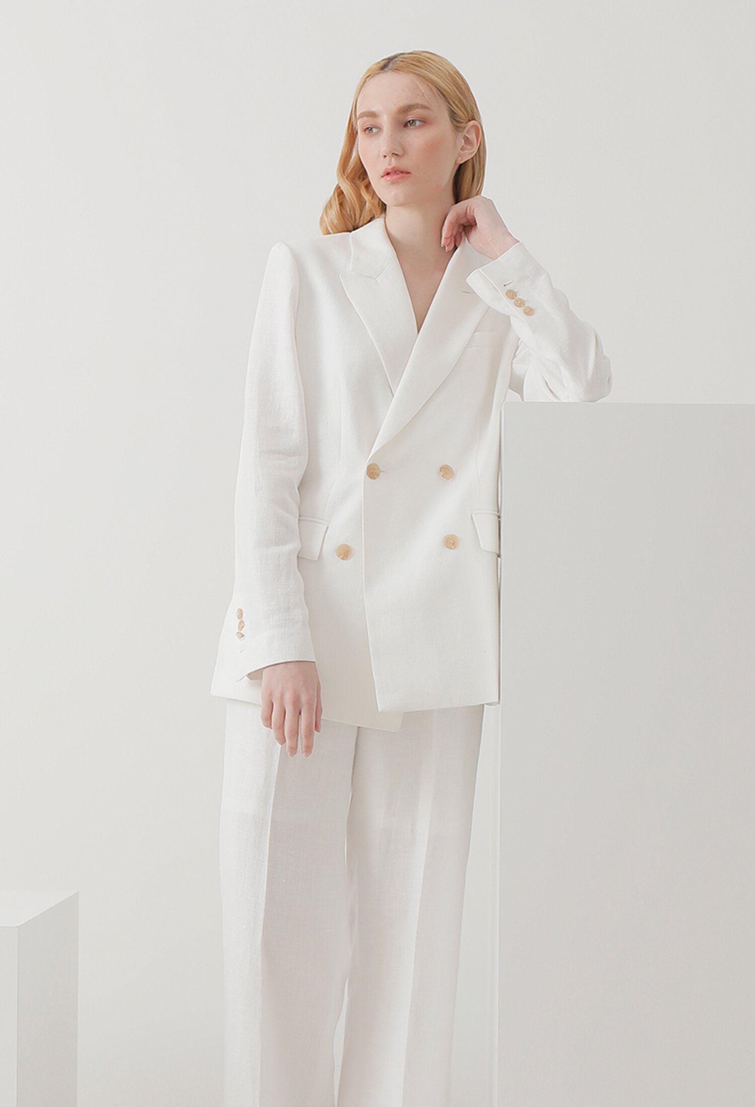 White Linen Double Suit