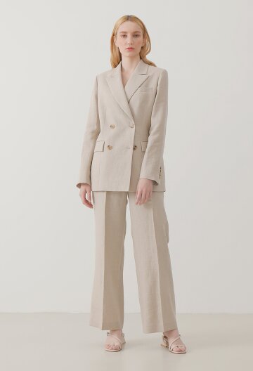Natural Beige Linen Double SUIT