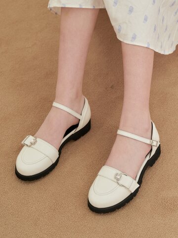 Bluff Maryjane Loafer_CreamWhite