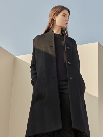 Bliss cape wool coat _BLACK