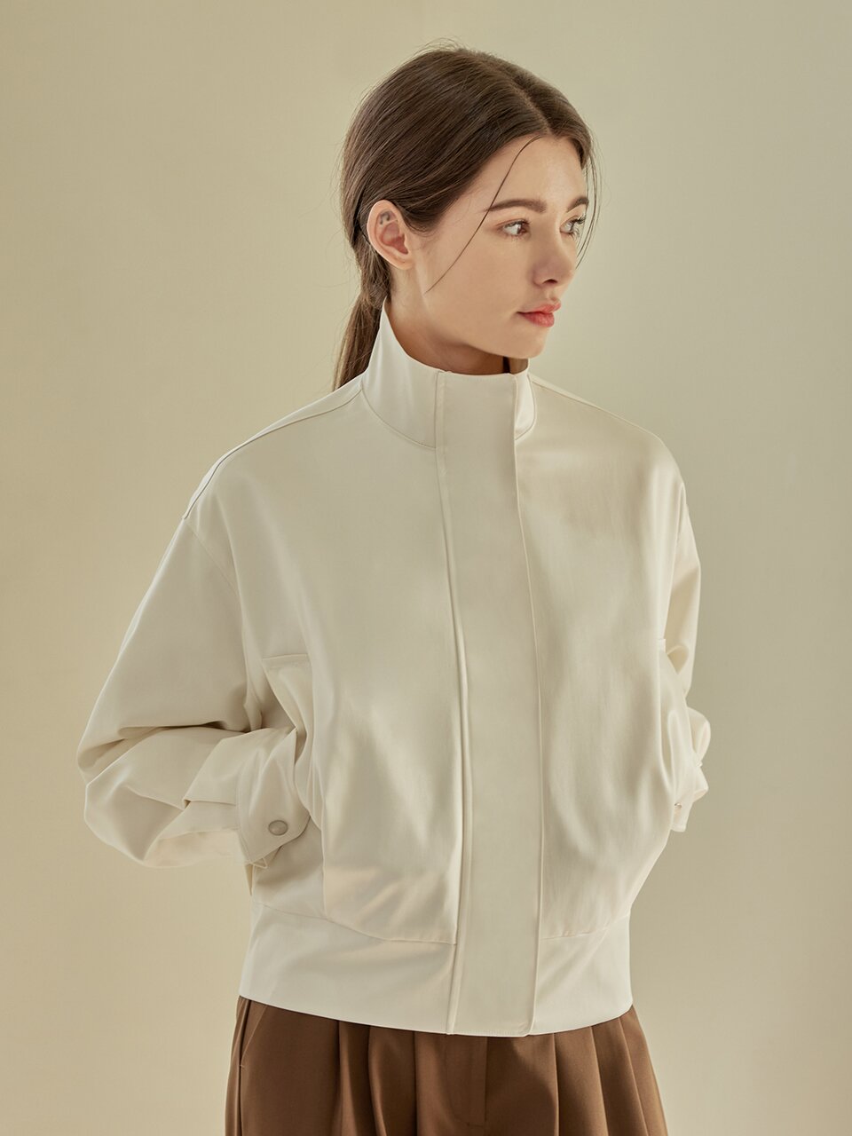 Embo high neck bomber jumper_IVORY