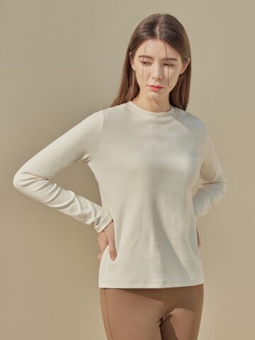 Bono basic round t-shirts_CREAM