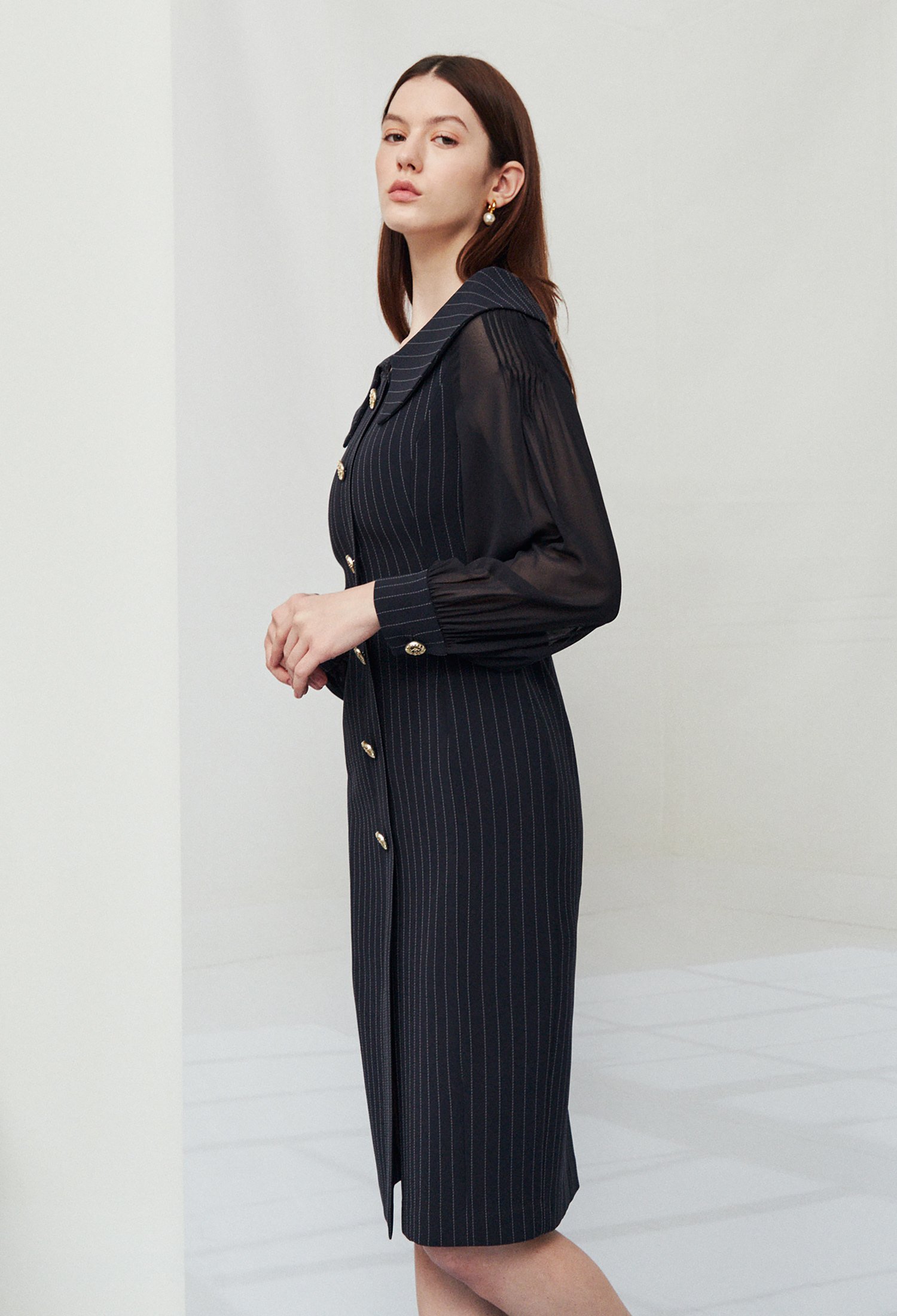 세일러 카라 H라인 원피스 (NAVY)
