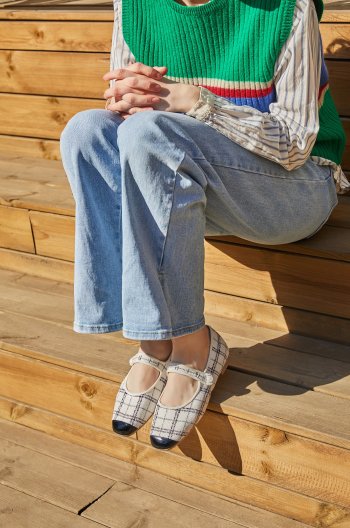 레이나 체크 메리제인 아이보리 1063