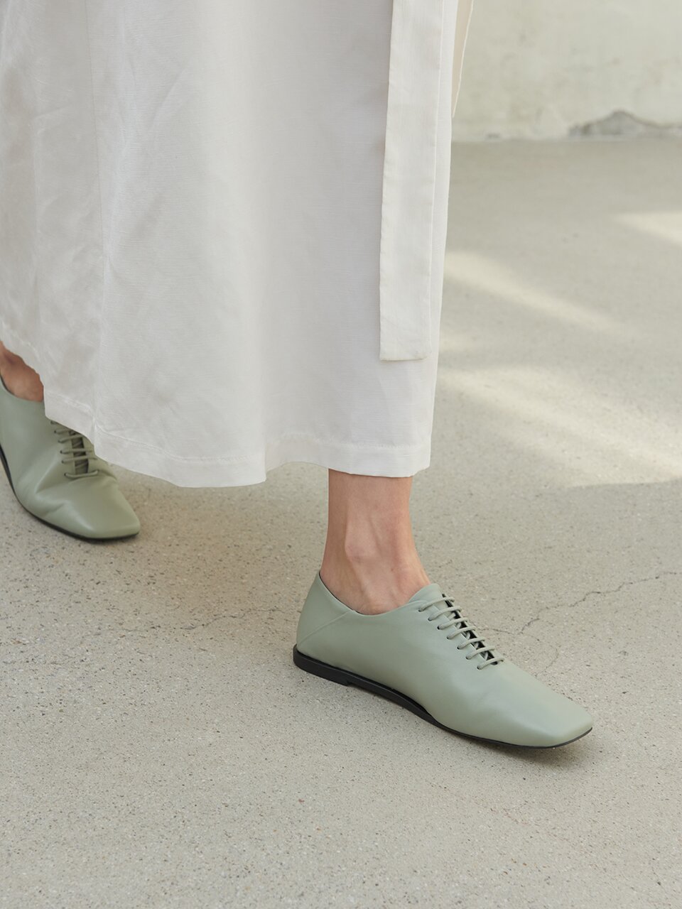 Terri Derbies Leather Mint Grey