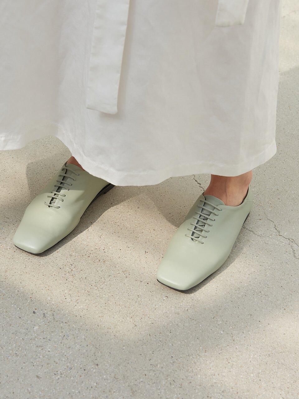 Terri Derbies Leather Mint Grey